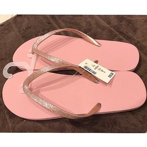 Woman’s Rose Gold Flip Flops